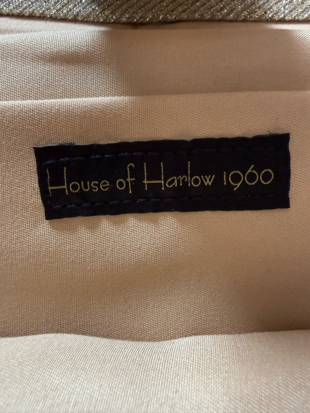 House of Harlow 1960 Black and Beige Interior Label